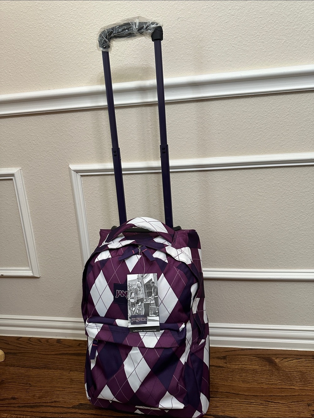 Jansport WHEELED SUPERBREAK - Purple argyle
